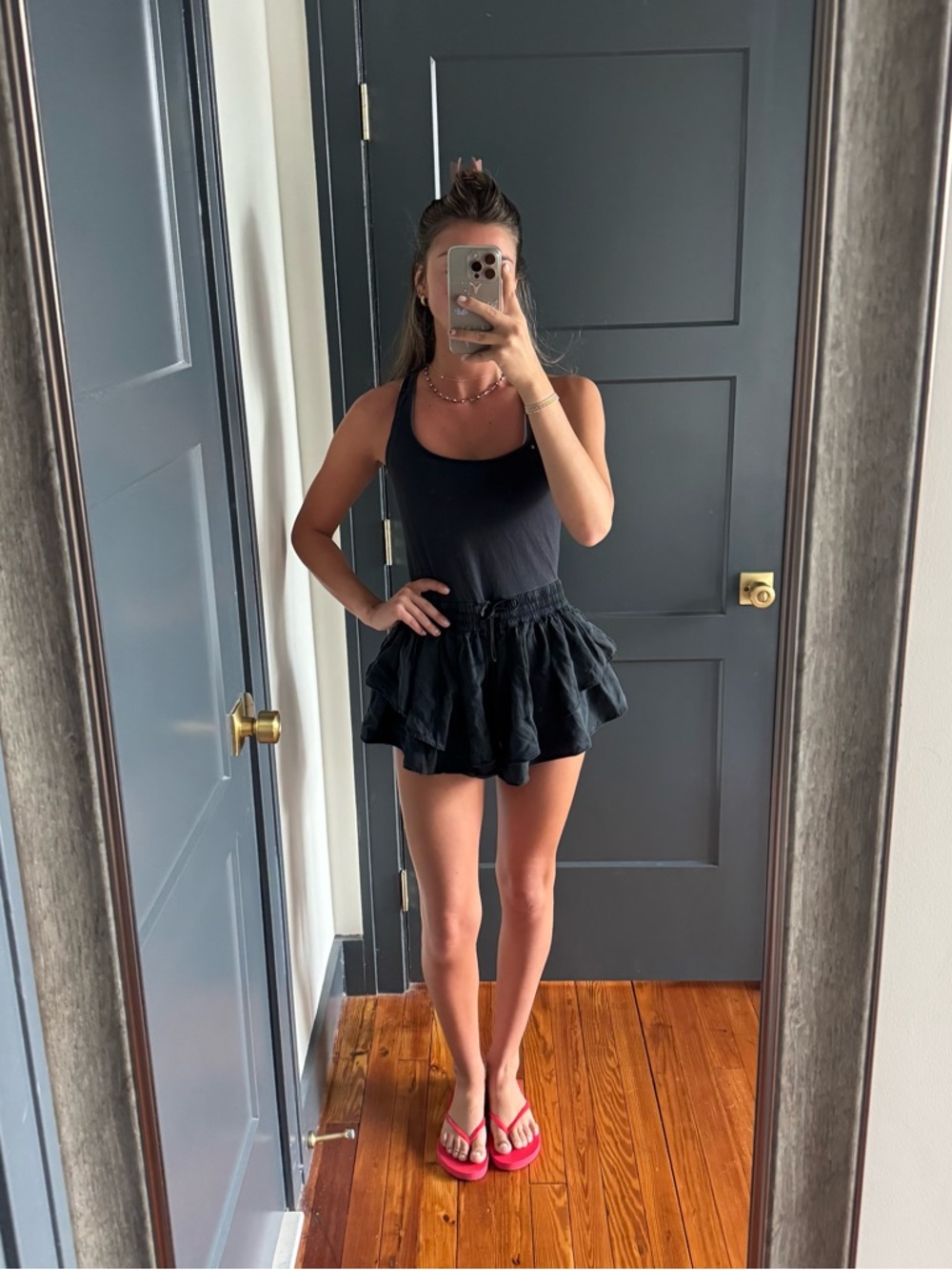Free People Prima Black Ruffled Tiered Romper